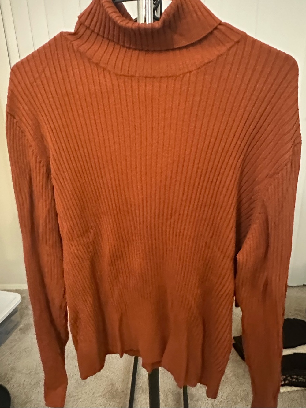 Apt. 9 Ribbed Cowl Neck Sweater in Rust Orange
